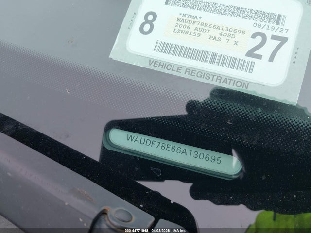 Aukcja sprzedaży 2006 Audi A4 2.0t, vin: WAUDF78E66A130695, numer aukcji: 44771048
