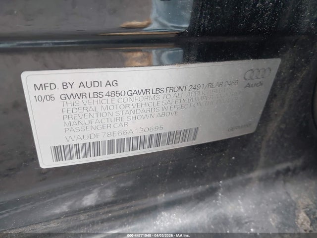 2006 AUDI A4 WAUDF78E66A130695 Photo 8