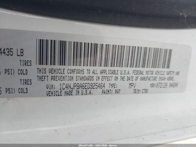 44771081 :رقم المزاد ، 1C4NJPBA6ED925464 vin ، 2014 Jeep Patriot Sport مزاد بيع