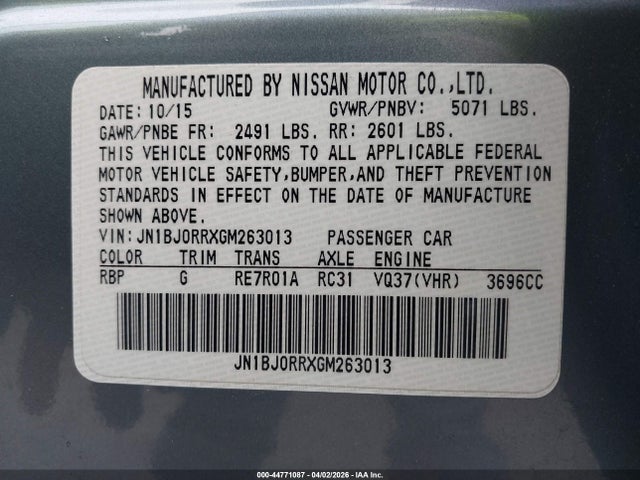 2016 Infiniti Qx50 მანქანა იყიდება აუქციონზე, vin: JN1BJ0RRXGM263013, აუქციონის ნომერი: 44771087