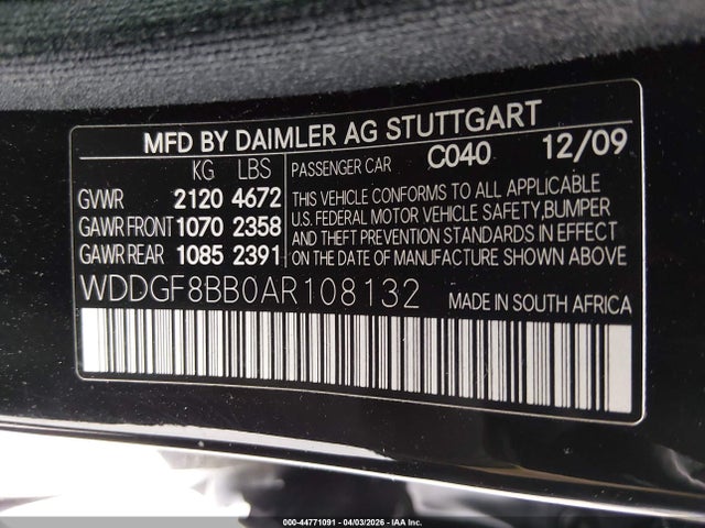Aukcja sprzedaży 2010 Mercedes-benz C 300 Luxury 4matic/sport 4matic, vin: WDDGF8BB0AR108132, numer aukcji: 44771091