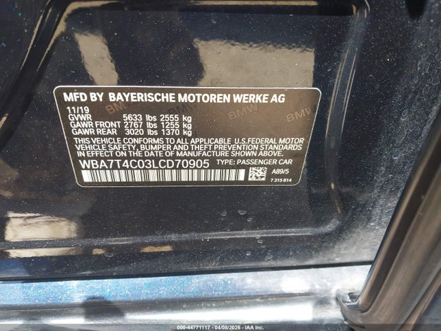 Продажа на аукционе авто 2020 Bmw 740i Xdrive, vin: WBA7T4C03LCD70905, номер лота: 44771117