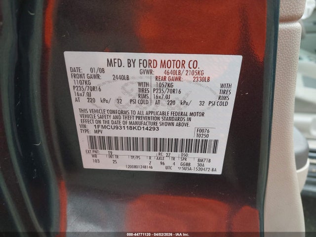 2008 FORD ESCAPE 1FMCU93118KD14293 Photo 8