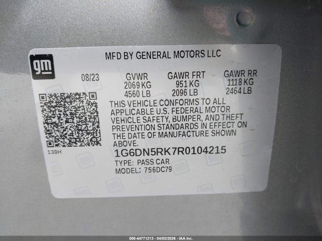 Продаж на аукціоні авто 2024 Cadillac Ct5 Premium Luxury, vin: 1G6DN5RK7R0104215, номер лоту: 44771213