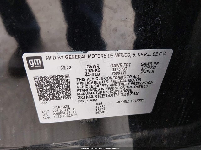 Продажа на аукционе авто 2023 Chevrolet Equinox Fwd Lt, vin: 3GNAXKEGXPL118742, номер лота: 44771215