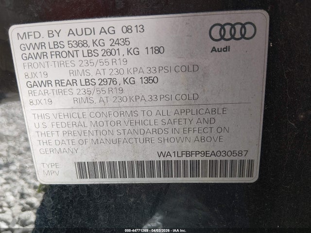 Aukcja sprzedaży 2014 Audi Q5 2.0t Premium, vin: WA1LFBFP9EA030587, numer aukcji: 44771269