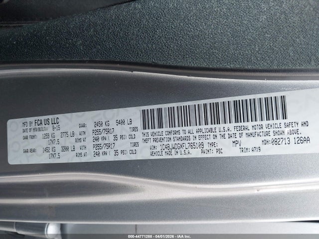 Aukcja sprzedaży 2015 Jeep Wrangler Unlimited Sport, vin: 1C4BJWDGXFL765109, numer aukcji: 44771288