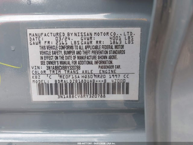 Aukcja sprzedaży 2024 Nissan Sentra Sv Xtronic Cvt, vin: 3N1AB8CV8RY320788, numer aukcji: 44771361