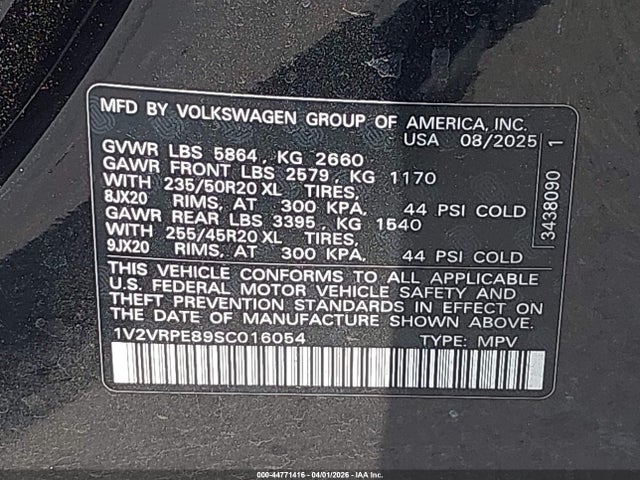 1V2VRPE89SC016054 Volkswagen ID.4 PRO S