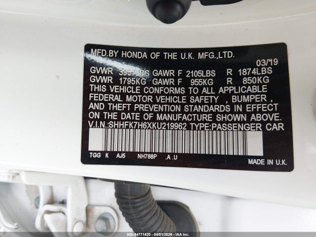 SHHFK7H6XKU219962 Honda CIVIC EX
