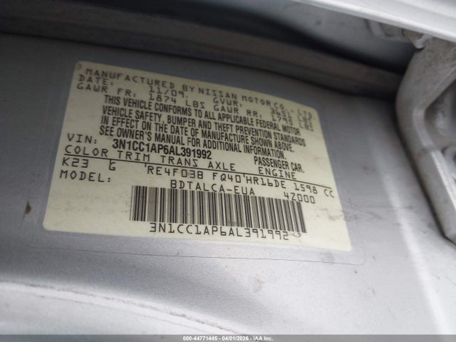 2010 NISSAN VERSA 3N1CC1AP6AL391992 Photo 8