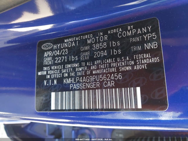 KMHLP4AG9PU562456 Hyundai Elantra Limited