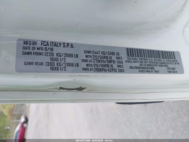 Aukcja sprzedaży 2020 Ram Promaster City Tradesman, vin: ZFBHRFAB6L6P48185, numer aukcji: 44771506