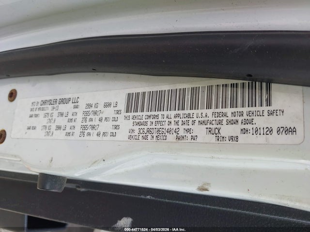 2014 Ram 1500 St მანქანა იყიდება აუქციონზე, vin: 3C6JR6DT0EG140142, აუქციონის ნომერი: 44771524