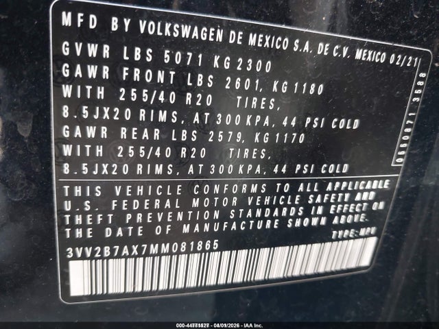 Продаж на аукціоні авто 2021 Volkswagen Tiguan 2.0t Se/2.0t Se R-line Black/2.0t Sel, vin: 3VV2B7AX7MM081865, номер лоту: 44771527