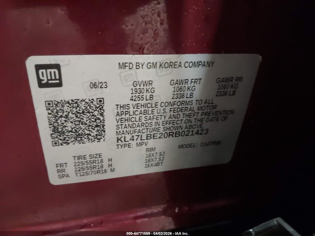 44771569 :رقم المزاد ، KL47LBE20RB021423 vin ، 2024 Buick Envista Sport Touring Fwd مزاد بيع