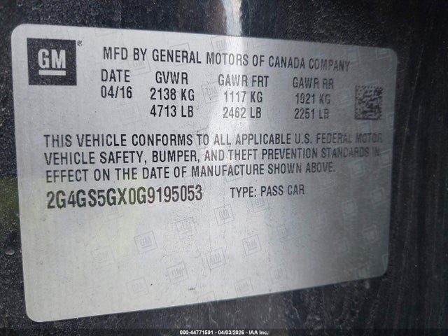 Aukcja sprzedaży 2016 Buick Regal Turbo Premium Ii, vin: 2G4GS5GX0G9195053, numer aukcji: 44771591