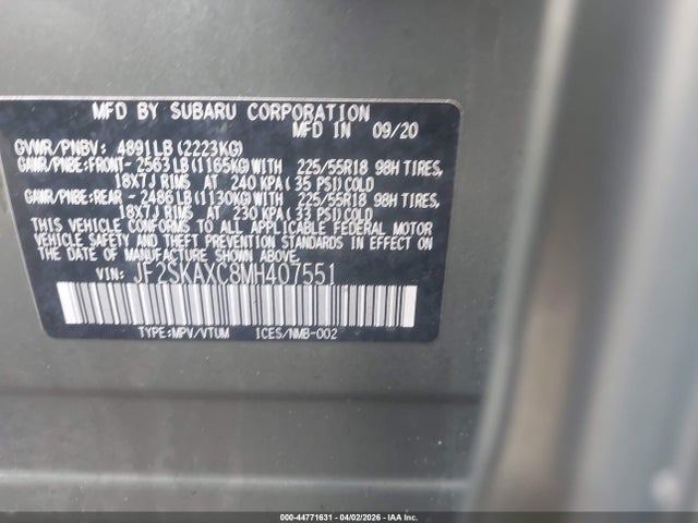 Продажа на аукционе авто 2021 Subaru Forester Touring, vin: JF2SKAXC8MH407551, номер лота: 44771631