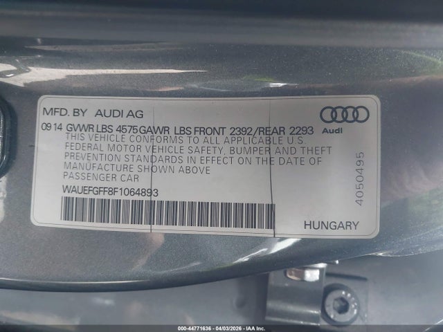 Aukcja sprzedaży 2015 Audi A3 2.0t Premium, vin: WAUEFGFF8F1064893, numer aukcji: 44771636