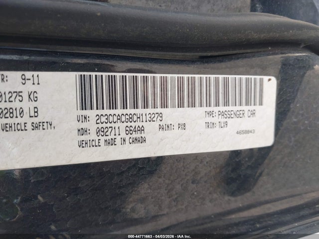 Aukcja sprzedaży 2012 Chrysler 300 Limited, vin: 2C3CCACG8CH113279, numer aukcji: 44771663