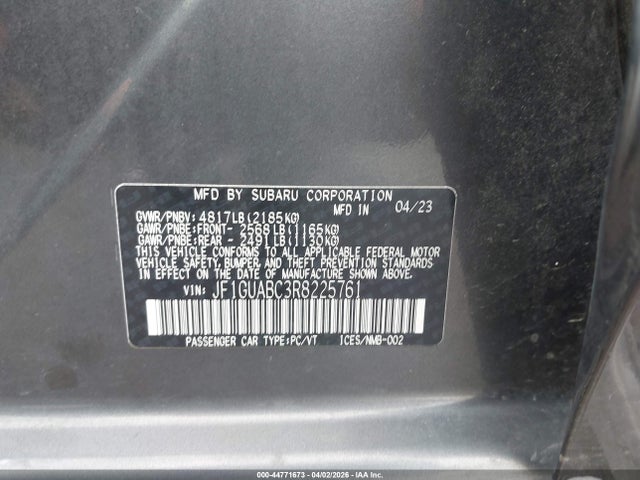 44771673 :رقم المزاد ، JF1GUABC3R8225761 vin ، 2024 Subaru Impreza Base 5-door مزاد بيع