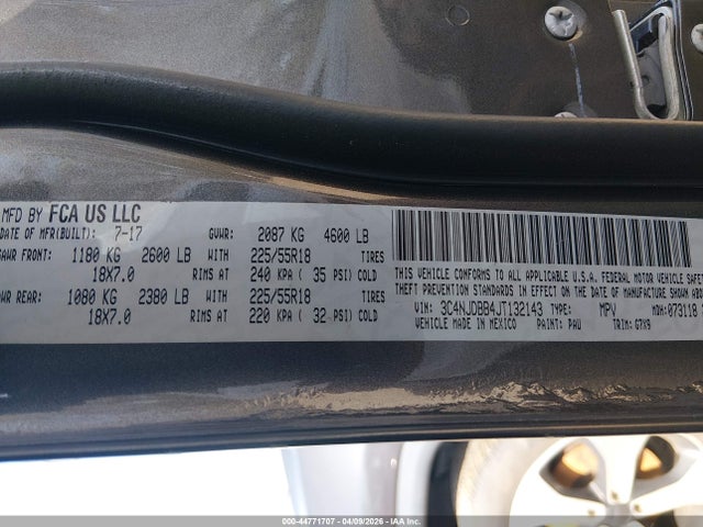 Aukcja sprzedaży 2018 Jeep Compass Latitude 4x4, vin: 3C4NJDBB4JT132143, numer aukcji: 44771707