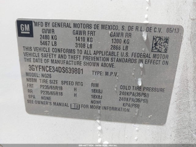 Продаж на аукціоні авто 2013 Cadillac Srx Luxury Collection, vin: 3GYFNCE34DS639801, номер лоту: 44771824
