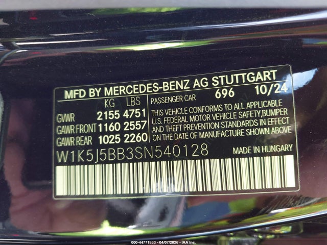 Aukcja sprzedaży 2025 Mercedes-benz Amg Cla 35 4matic, vin: W1K5J5BB3SN540128, numer aukcji: 44771833