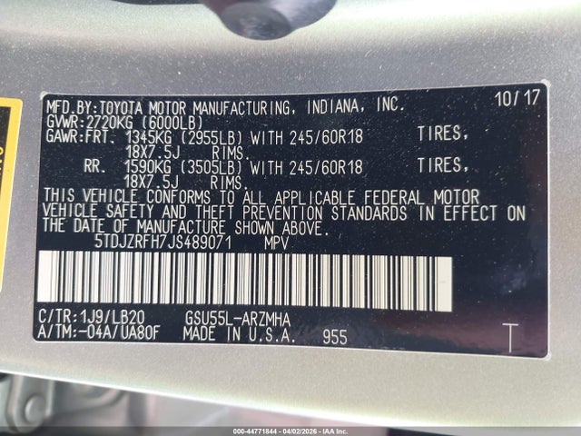 2018 TOYOTA HIGHLANDER 5TDJZRFH7JS489071 Photo 8