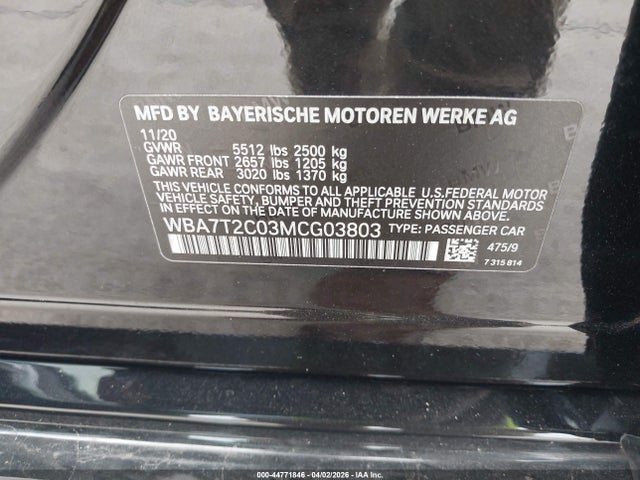 WBA7T2C03MCG03803 BMW 740I