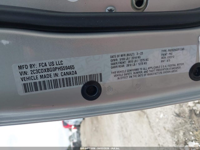 Продажа на аукционе авто 2023 Dodge Charger Sxt, vin: 2C3CDXBG0PH559465, номер лота: 44771856
