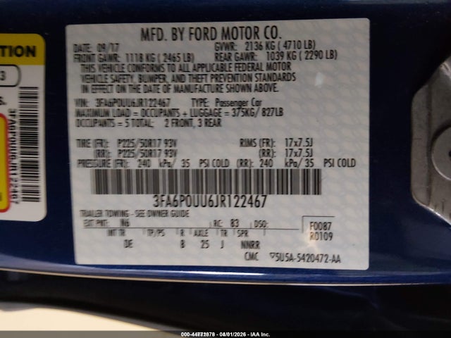 2018 FORD FUSION HYBRID 3FA6P0UU6JR122467 Photo 8