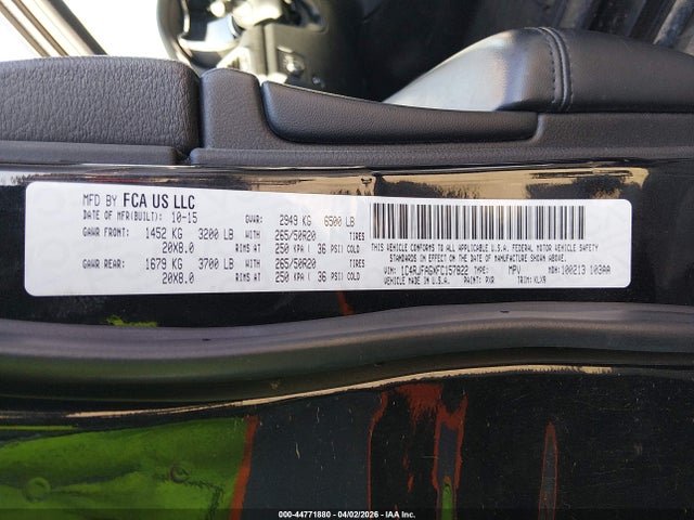 2015 Jeep Grand Cherokee Altitude მანქანა იყიდება აუქციონზე, vin: 1C4RJFAGXFC157822, აუქციონის ნომერი: 44771880