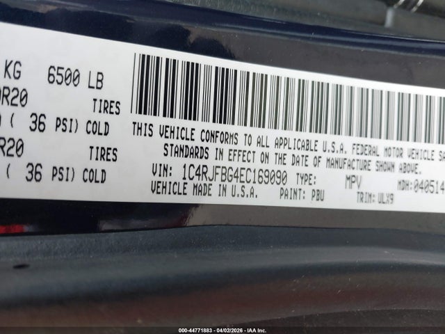 1C4RJFBG4EC169090 Jeep Grand Cherokee Limited