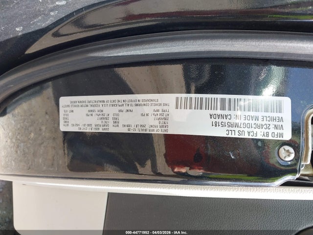44771952 :رقم المزاد ، 2C4RC1DG7MR515181 vin ، 2021 Chrysler Voyager Lxi مزاد بيع