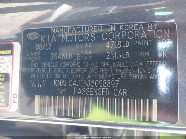Продаж на аукціоні авто 2018 Kia Cadenza Premium, vin: KNALC4J15J5098897, номер лоту: 44771954
