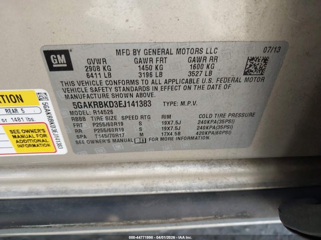 2014 BUICK ENCLAVE 5GAKRBKD3EJ141383 Photo 8