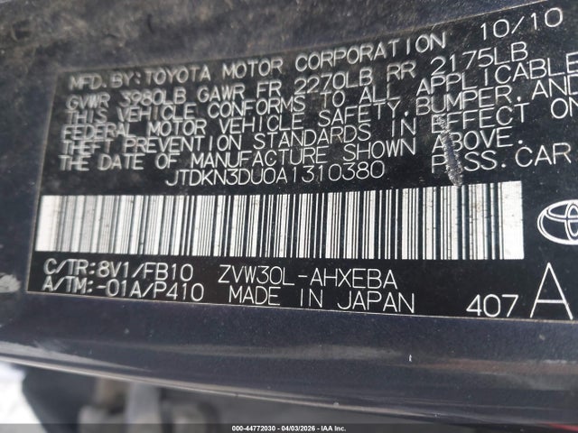 2010 TOYOTA PRIUS JTDKN3DU0A1310380 Photo 8