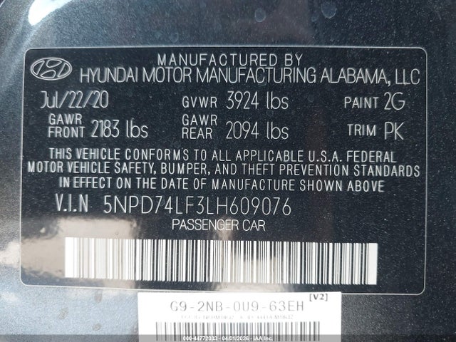 2020 HYUNDAI ELANTRA 5NPD74LF3LH609076 Photo 8