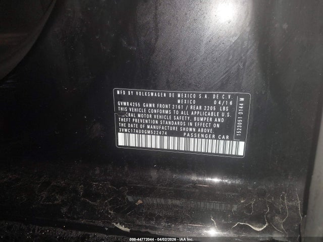 Продаж на аукціоні авто 2016 Volkswagen Golf Sportwagen Tsi Limited Edition, vin: 3VWC17AU0GM522474, номер лоту: 44772044