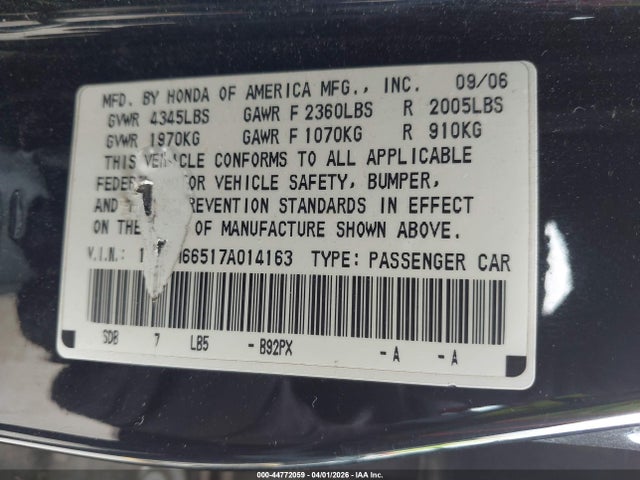 2007 HONDA ACCORD 1HGCM66517A014163 Photo 8