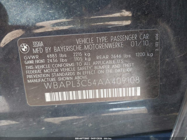 2010 BMW 335I WBAPL3C54AA409108 Photo 8