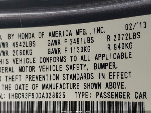 Aukcja sprzedaży 2013 Honda Accord Touring, vin: 1HGCR3F90DA028635, numer aukcji: 44772086