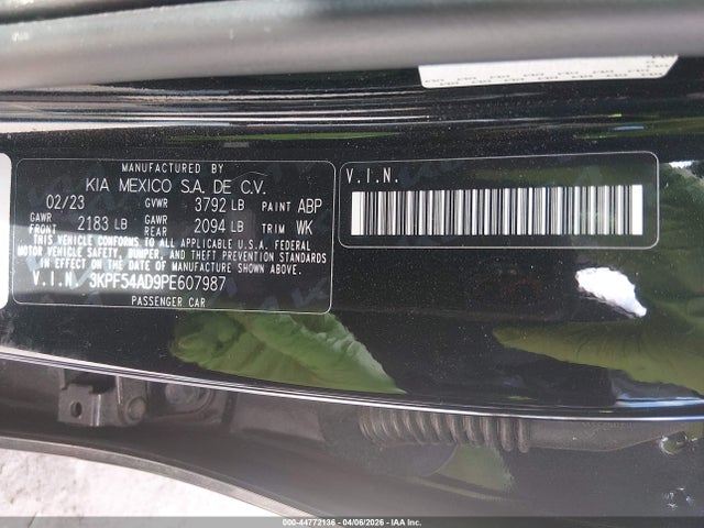 Продажа на аукционе авто 2023 Kia Forte Gt-line, vin: 3KPF54AD9PE607987, номер лота: 44772136