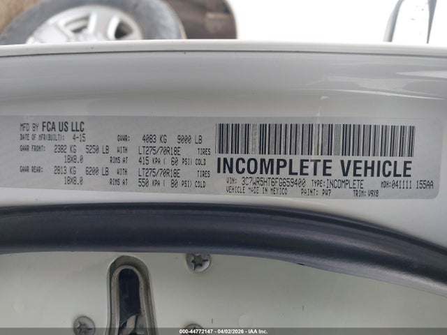 44772147 :رقم المزاد ، 3C7WR5HT6FG659400 vin ، 2015 Ram 2500 Tradesman مزاد بيع