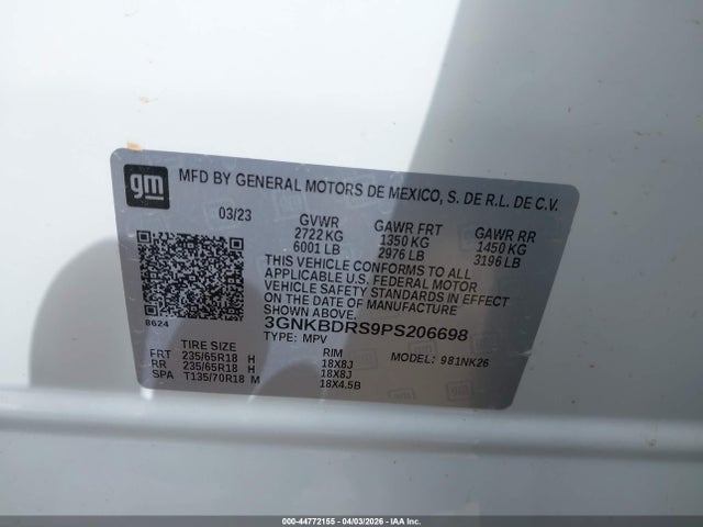 Aukcja sprzedaży 2023 Chevrolet Blazer Fwd 3lt, vin: 3GNKBDRS9PS206698, numer aukcji: 44772155