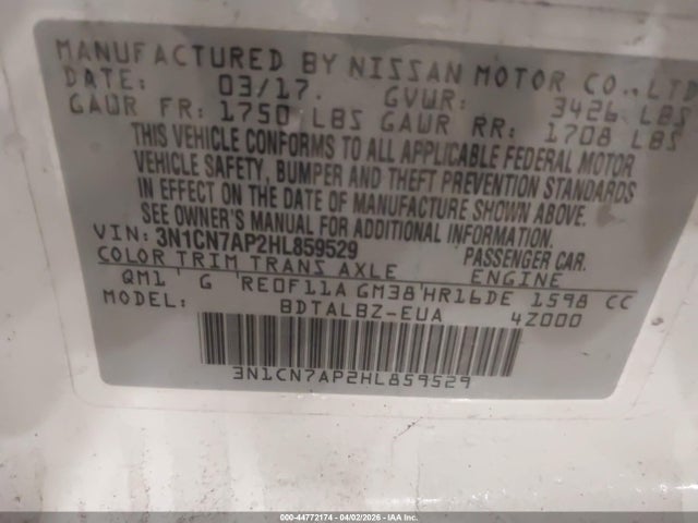 2017 NISSAN VERSA 3N1CN7AP2HL859529 Photo 8