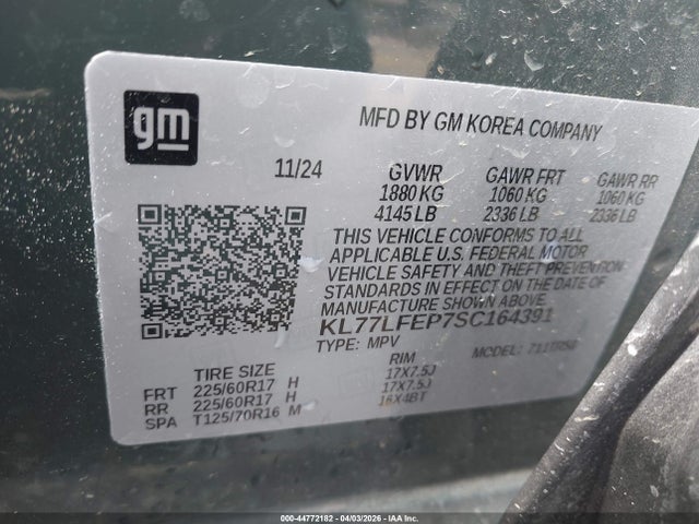 KL77LFEP7SC164391 Chevrolet Trax Fwd Ls
