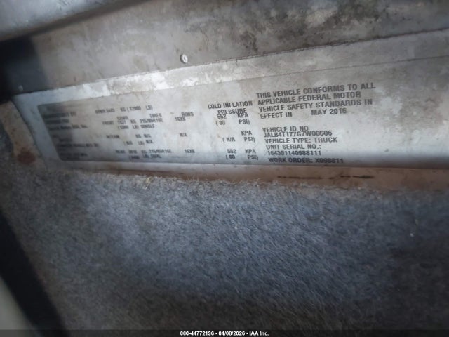 Aukcja sprzedaży 2016 Isuzu Npr, vin: JALB4T177G7W00606, numer aukcji: 44772196