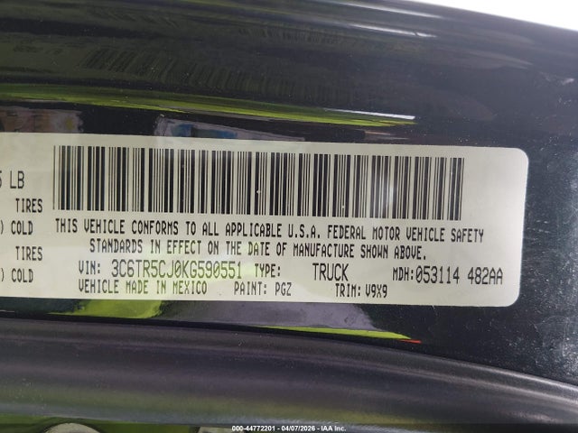 Продаж на аукціоні авто 2019 Ram 2500 Tradesman  4x4 6'4 Box, vin: 3C6TR5CJ0KG590551, номер лоту: 44772201